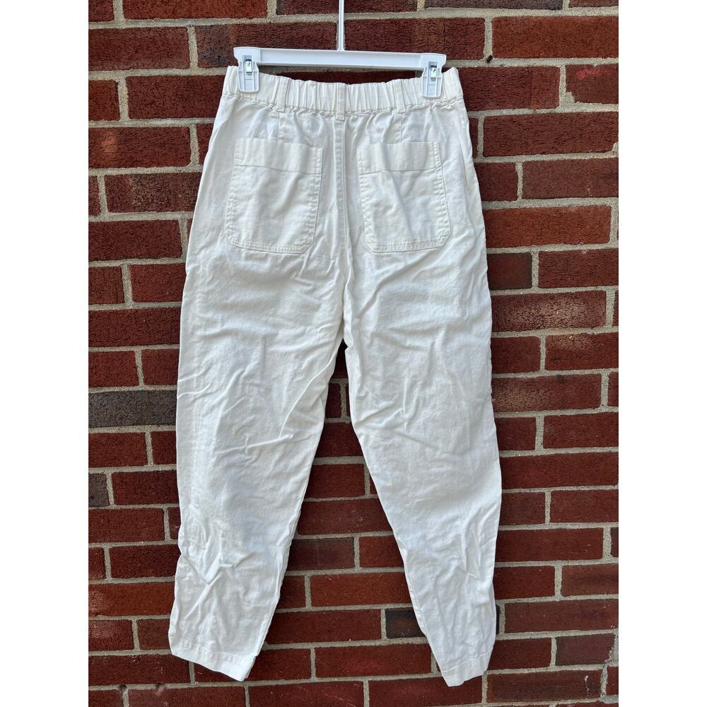 Uniqlo Linen Cotton Jogger Pants Womens XS Cream Drawstring Elastic Waist Ankle - Picture 5 of 7
